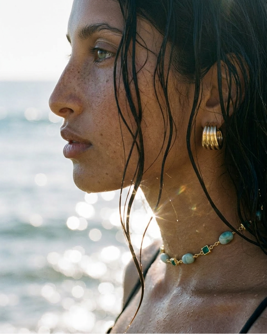 Choker de Aguamarina